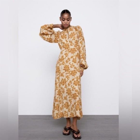 Zara Dresses & Skirts - NWT Zara Floral Open Back Midi Dress